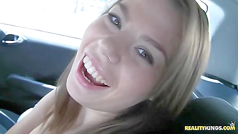 Hot blonde slutty fucks her tight pussy